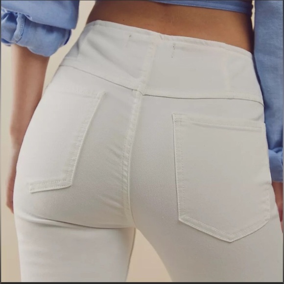 Free People || NWT || White Penny Pull On Flare Jeans - Picture 3 of 7